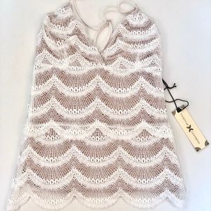 Nightcap clothing white lace racerback tank xs